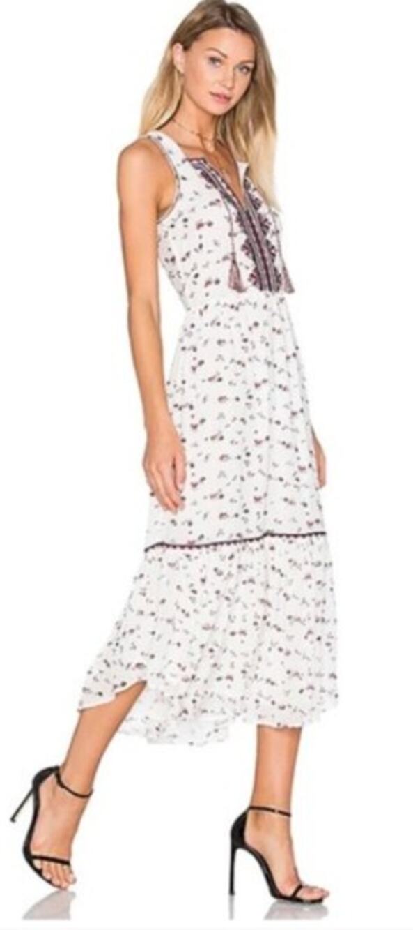 Ulla Johnson Leena Silk Embroidered Midi Dress Womens Size 0